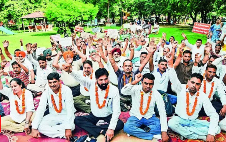 Contract Teachers Protest for Job Security in Chandigarh