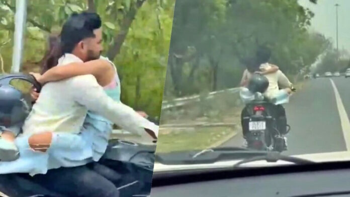 Couple Caught Riding Bike on Expressway in a Risky Manner; ₹53,000 Fine Issued by Noida Police After Video Goes Viral